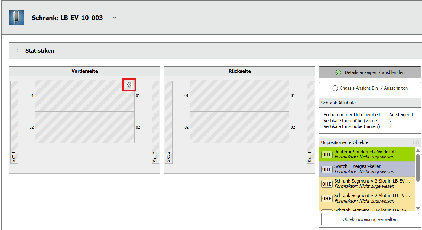 Gear icon on the slot