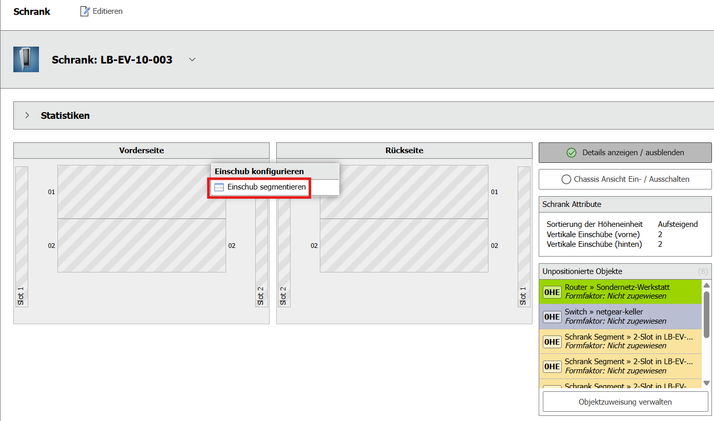 Context menu with Segment Slot