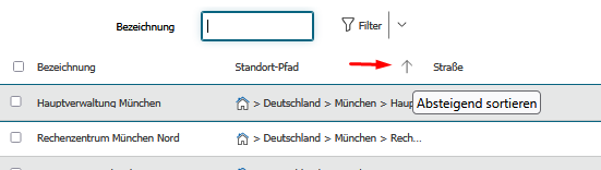 Sorting in the object list