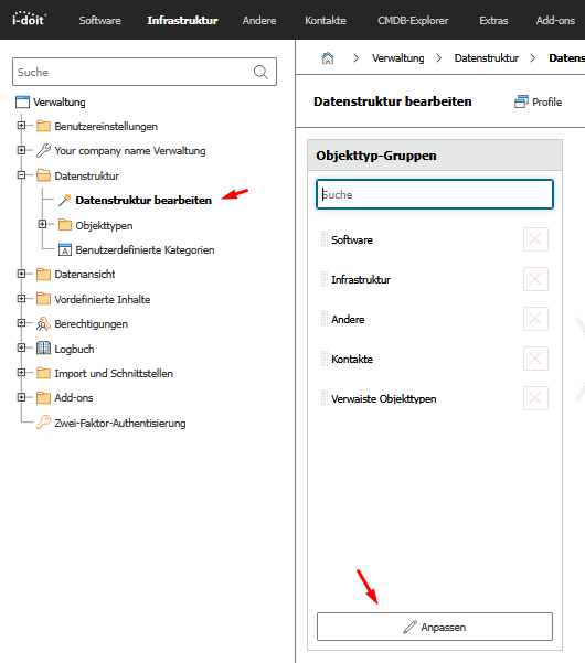 Datenstruktur bearbeiten