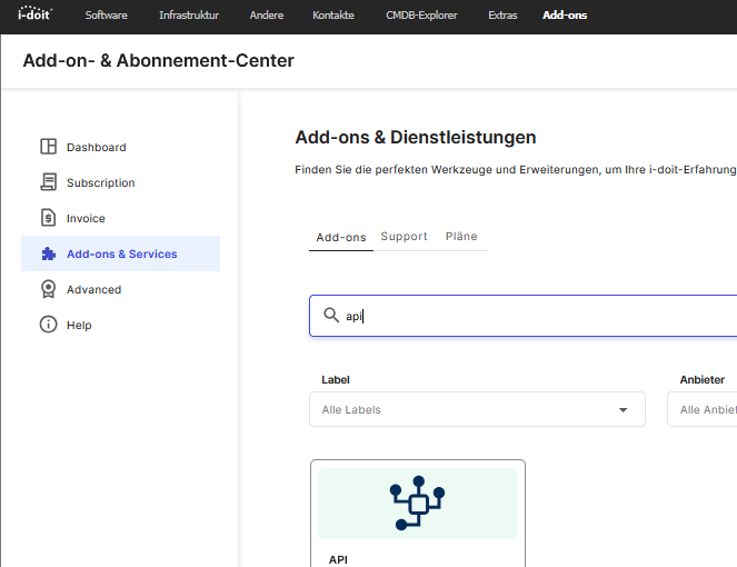 Add-on & Subscription Center — add-on installation view